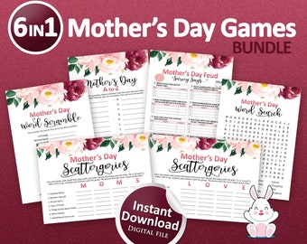 Mothers day games bundle, Printable games for Mother's day, Printable game, Mothers day gift ideas, Family games