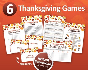 Thanksgiving-Spiele, Thanksgiving-Vorlagen zum Ausdrucken, Spiele für Freunde beim Thanksgiving-Fest, Partyspiele, Spiele zum Ausdrucken, Familienspiele, Herbstspiele, Thanksgiving-Deko
