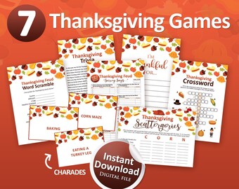 Thanksgiving-Spiele, Thanksgiving-Vorlagen zum Ausdrucken, Spiele für Freunde beim Thanksgiving-Fest, Partyspiele, Spiele zum Ausdrucken, Familienspiele, Herbstspiele, Thanksgiving-Deko
