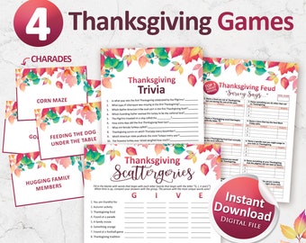 Thanksgiving games bundle, Thanksgiving printable, Friendsgiving games