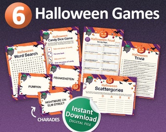Halloween printables, Halloween party games, printable halloween games, Halloween download, halloween kids, family games, games for adults