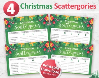 Printable Christmas Scattergories bundle, Christmas games bundle, Holiday party game, Instant Download
