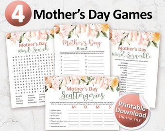 Printable Mothers Day games, Mothers Day ideas, Mother's Day gift, Instant Download