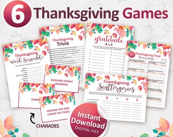 Thanksgiving Games Bundle, Printable Games for Thanksgiving, Friendsgiving games, Instant Download