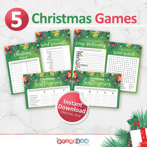 Printable Christmas party games, Christmas games bundle, Holiday Party package, Instant Download