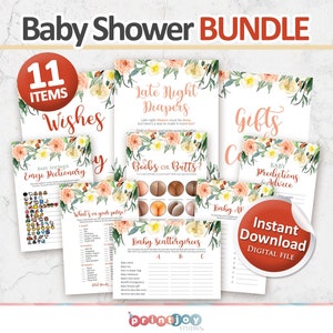 Printable Baby Shower Games Bundle, Baby Shower Games, Baby Shower Signs, Baby shower activities, Baby girl shower, Instant Download