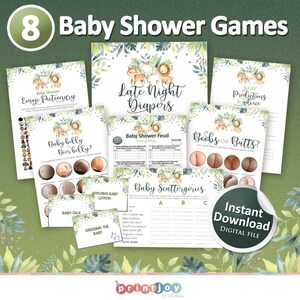 Safari Baby Shower Spiele, Baby Shower Spiele, Dschungel Baby Shower Spiele, Druckbare Spiele, Gender neutral, Baby Shower Bundle, Digitaler Download