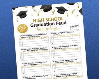 Graduation Party Games, High school grad, Feud game, 2026 Grad Party, Friendly Feud, Graduation Games, Family games, Printable games