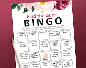 Mother's Day game, Find the guest bingo, Printable Mother's Day, Ice breaker bingo, Adult bingo game, Human bingo, Mother day, Family games