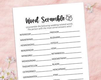 Bridal shower word scramble, Printable bridal shower games, Wedding games, Bridal games, Bridal word scramble, Wedding games for reception