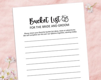 Wedding bucket list, Digital bridal shower games, Shower games bridal, Bridal shower pdf, Printable games, Wedding reception games