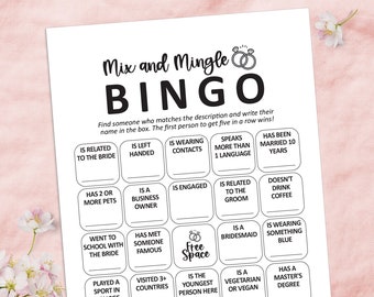 Find the guest bingo template, Printable bridal shower game, Bridal bingo, Wedding reception games, Bridal shower bingo, Find the guest game