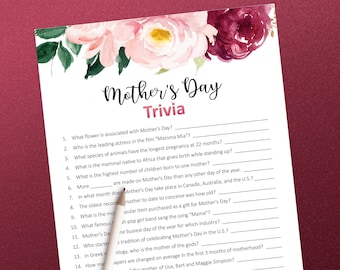 Mother's Day trivia, Mother's Day games printable, Happy Mother's Day, Mother's Day printable, Mother's Day adult games, Family games