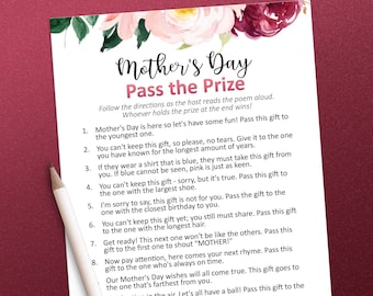 Mother's Day games, Pass the present game, Mother Day, Pass the prize game, Gift exchange games, Right and left game, Left right game