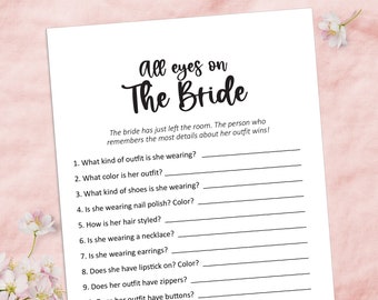 Eyes on the bride shower game, Bridal games, Wedding shower games, Couples shower games, Bridal party games, printable bridal shower ideas