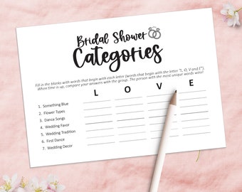 Printable bridal shower games instant download, bridal shower pdf, bridal games, party games, printable games, bridal shower party games