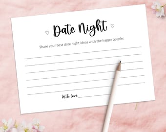 Bridal shower date night cards, date night printable, date night box for couple, date night jar, date night box ideas, bridal shower games