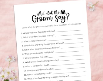 What did the groom say bridal shower games printable how well does the bride know the groom bride and groom game ask the groom quiz