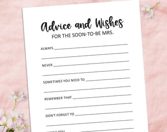 Bridal shower advice for the bride and groom wishes for the bride advice and wishes wedding advice cards for bride and groom printable