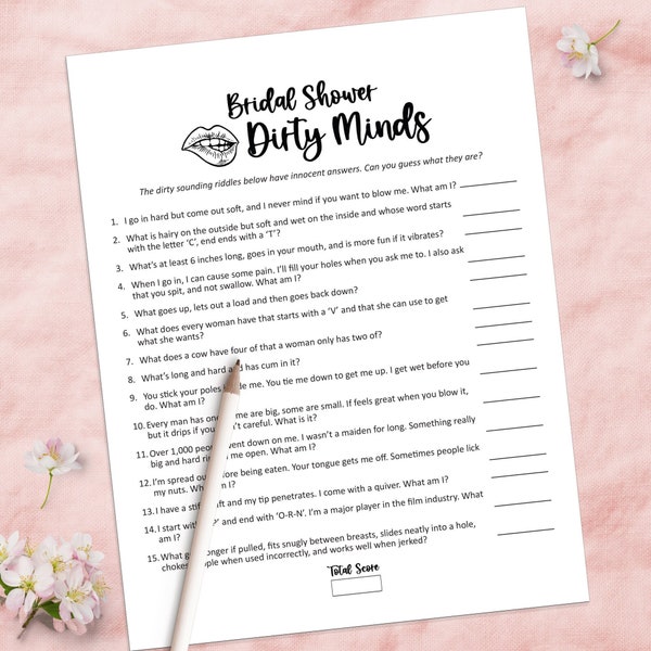 Funny bridal shower games, Dirty Minds game, Bridal Shower games, Bridal shower ideas, Printable games, Party games, Wedding shower games