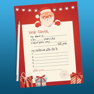 Brief an Santa, Weihnachtswunschliste zum Ausdrucken, Weihnachtsliste, Lieber Weihnachtsbrief, Weihnachtskeks und Milchbrief, digitaler Download