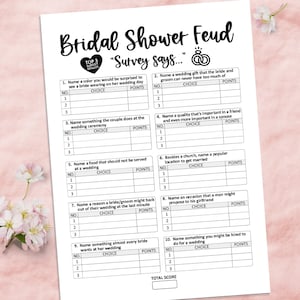 Bridal Feud game, Bridal Shower games, Bridal shower feud, Wedding games, Bridal shower ideas, Printable games, Party games, Bridal games