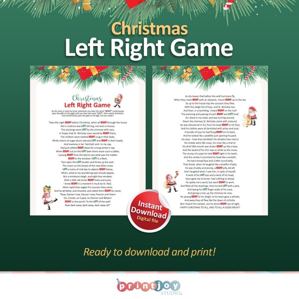 Left right Christmas game, Pass the gift game, Left right game, Christmas gift exchange game, Christmas left right story, Gift swap game