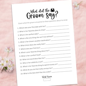 What did the groom say bridal shower games printable how well does the bride know the groom bride and groom game ask the groom quiz