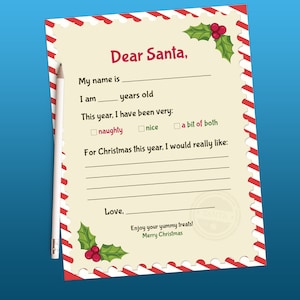 Brief an Santa zum Ausdrucken, Weihnachtswunschliste zum Ausdrucken, Weihnachtsbriefe, Weihnachtsliste, Lieber Weihnachtsbrief, Weihnachtsmannliste, Weihnachtsweihnachtsliste