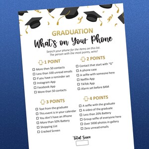 Graduation Games, What&#39;s on your phone game, 2025 Graduation, What&#39;s in your phone, 2025 Grad Party, Graduation Ideas, Printable Games