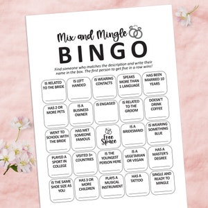 Plantilla de bingo para encontrar al invitado, Juego de despedida de soltera imprimible, Bingo nupcial, Juegos de recepción de boda, Bingo de despedida de soltera, Juego para encontrar al invitado