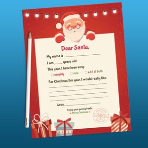 Letter to Santa printable, Santa letter, Weihnachtsliste, Weihnachtswunschliste printable, Letters to Santa, Dear Santa, Digital Download