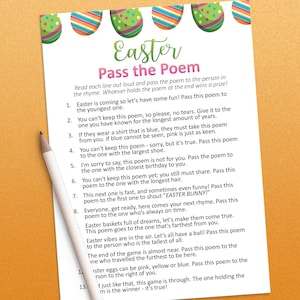 Pass the poem, Easter games for adults, Pass the present game, Printable games, Pass the gift poem, Pass the prize game, Easter adult games