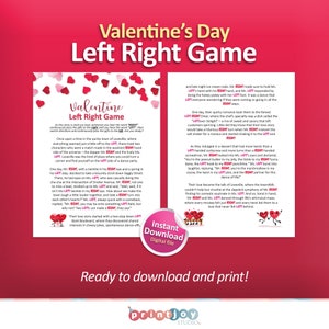 Valentine games, Left right game, Pass the gift game, Galentines day games, Gift exchange game, Adult left and right game, Left right story