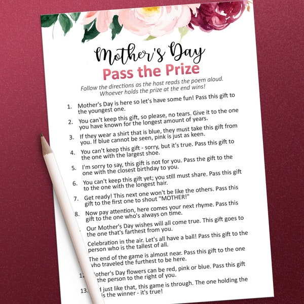 Mother's Day games, Pass the present game, Mother Day, Pass the prize game, Gift exchange games, Right and left game, Left right game