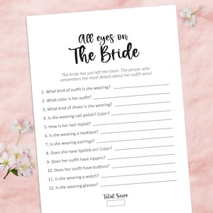 Eyes on the bride shower game, Bridal games, Wedding shower games, Couples shower games, Bridal party games, printable bridal shower ideas
