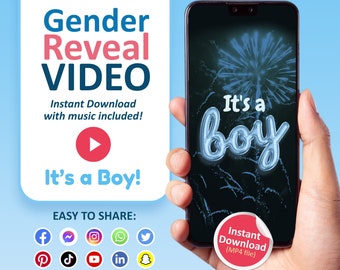 its a boy gender reveal video baby announcement digital download he or she gender reveal baby reveal ideas finding out gender reveal