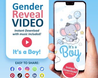 Gender reveal video its a boy baby announcement digital baby birth announcement video he or she gender reveal for baby boy or girl