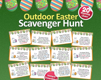 Outdoor Easter scavenger hunt for kids, Outdoor scavenger hunt, Easter egg hunt, Scavenger hunt outdoor, Easter hunt clues, Easter for kids
