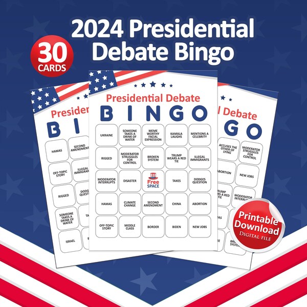Presidential Debate 2024 Bingo Cards Trump Vs. Harris Etsy