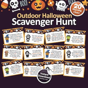 Búsqueda del tesoro al aire libre de Halloween, Búsqueda del tesoro al aire libre para niños, Búsqueda del tesoro al aire libre, Pistas de búsqueda del tesoro, Búsqueda del tesoro imprimible