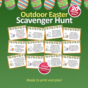 Outdoor Easter scavenger hunt for kids, Outdoor scavenger hunt, Easter egg hunt, Scavenger hunt outdoor, Easter hunt clues, Easter for kids image 1