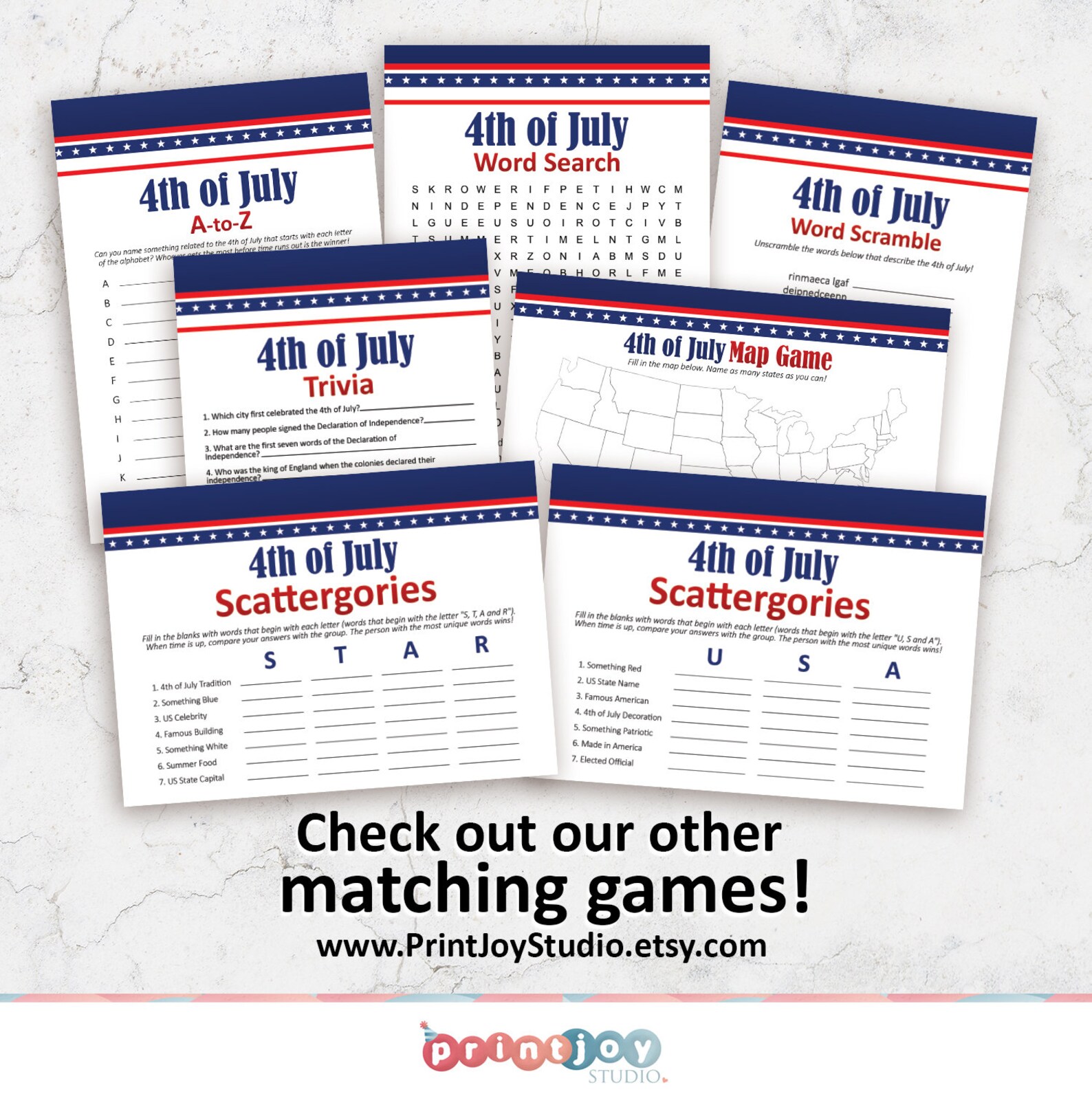 4th of July Printable Game, Fourth of July Party Ideas, Word Scramble ...