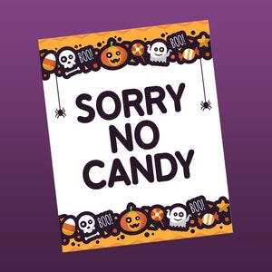 Sorry No Candy Sign Printable Halloween Sign Halloween Door Sign Sorry No Candy Sign Printable Halloween Sign Halloween Door Sign