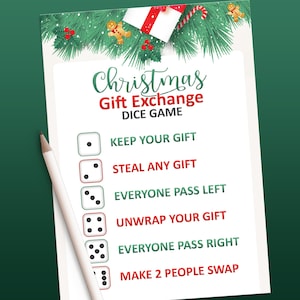 Christmas Gift Exchange game, Christmas games printable, Holiday party games, Christmas printables