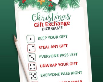 Christmas Gift Exchange game, Christmas games printable, Holiday party games, Christmas printables