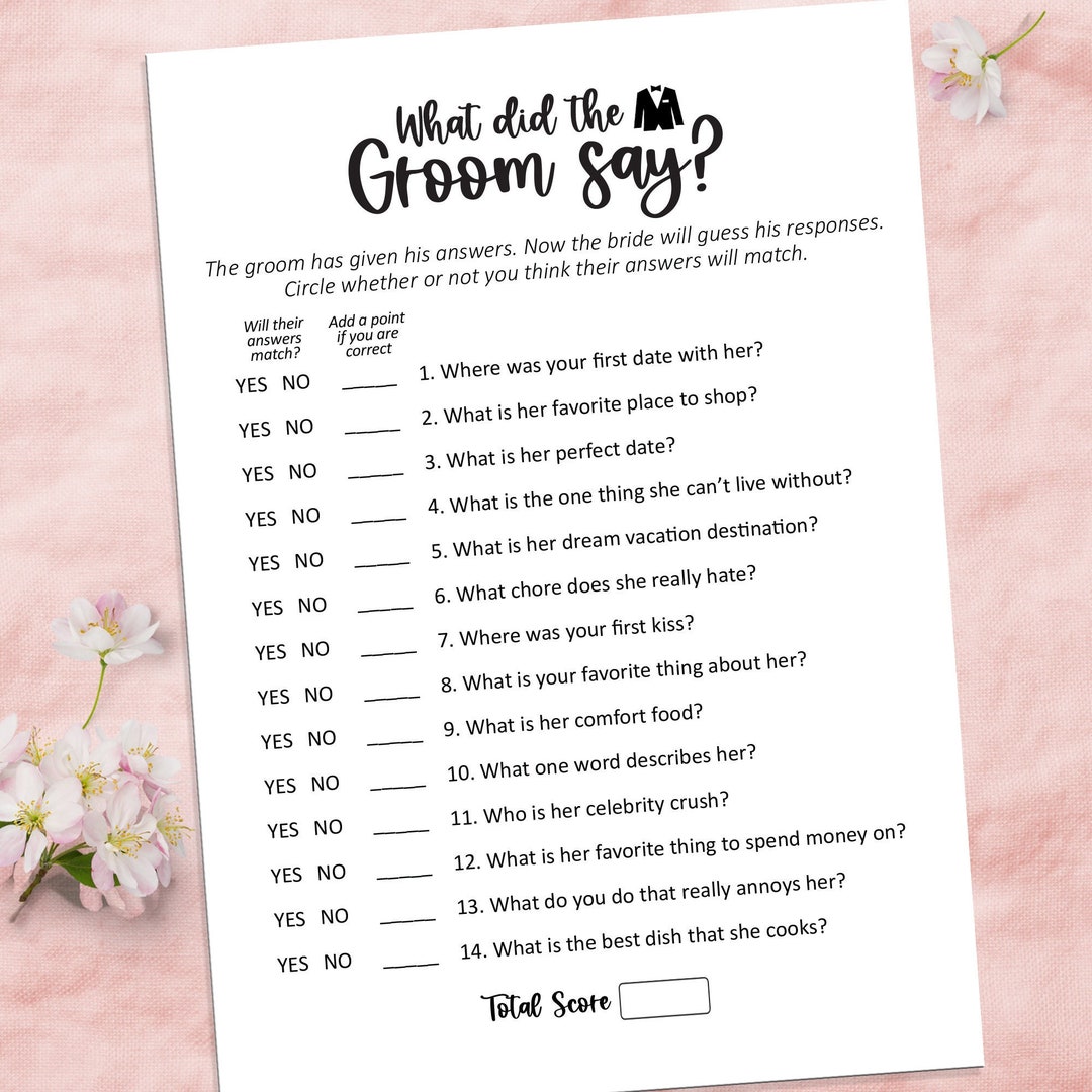 How Well Does the Bride Know the Groom What Did the Groom Say Bridal