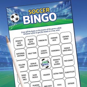 サッカービンゴカード、サッカーパーティーゲーム、印刷可能なパーティーゲーム、フットボール観戦パーティー、試合日のサッカー、サッカー誕生日、サッカー印刷物 画像 2