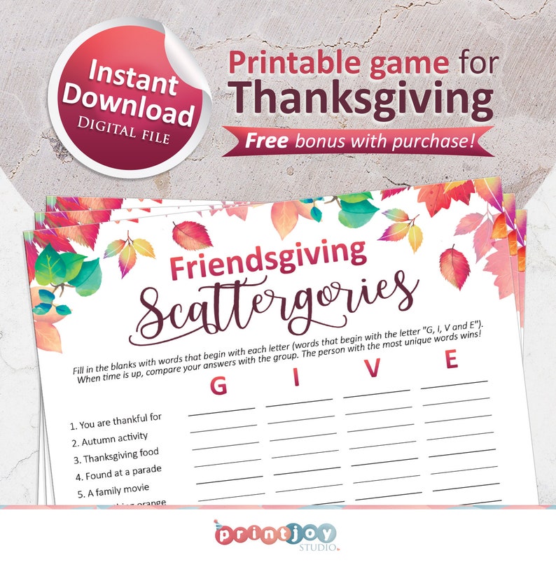 Printable Friendsgiving Games Scattergories Game Etsy Printable Friendsgiving Games Scattergories Game Etsy