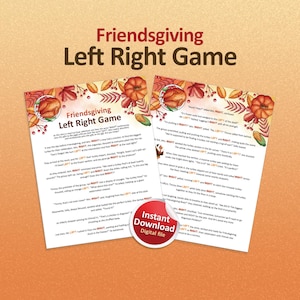Friendsgiving games, Left Right game, Pass the Gift Game, Friendsgiving party games, Family Games, Adult games, Friendsgiving table games